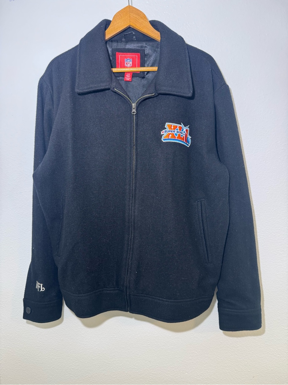 Vintage 2007 NFL Super Bowl Embroidered Black Full-Zip Jacket